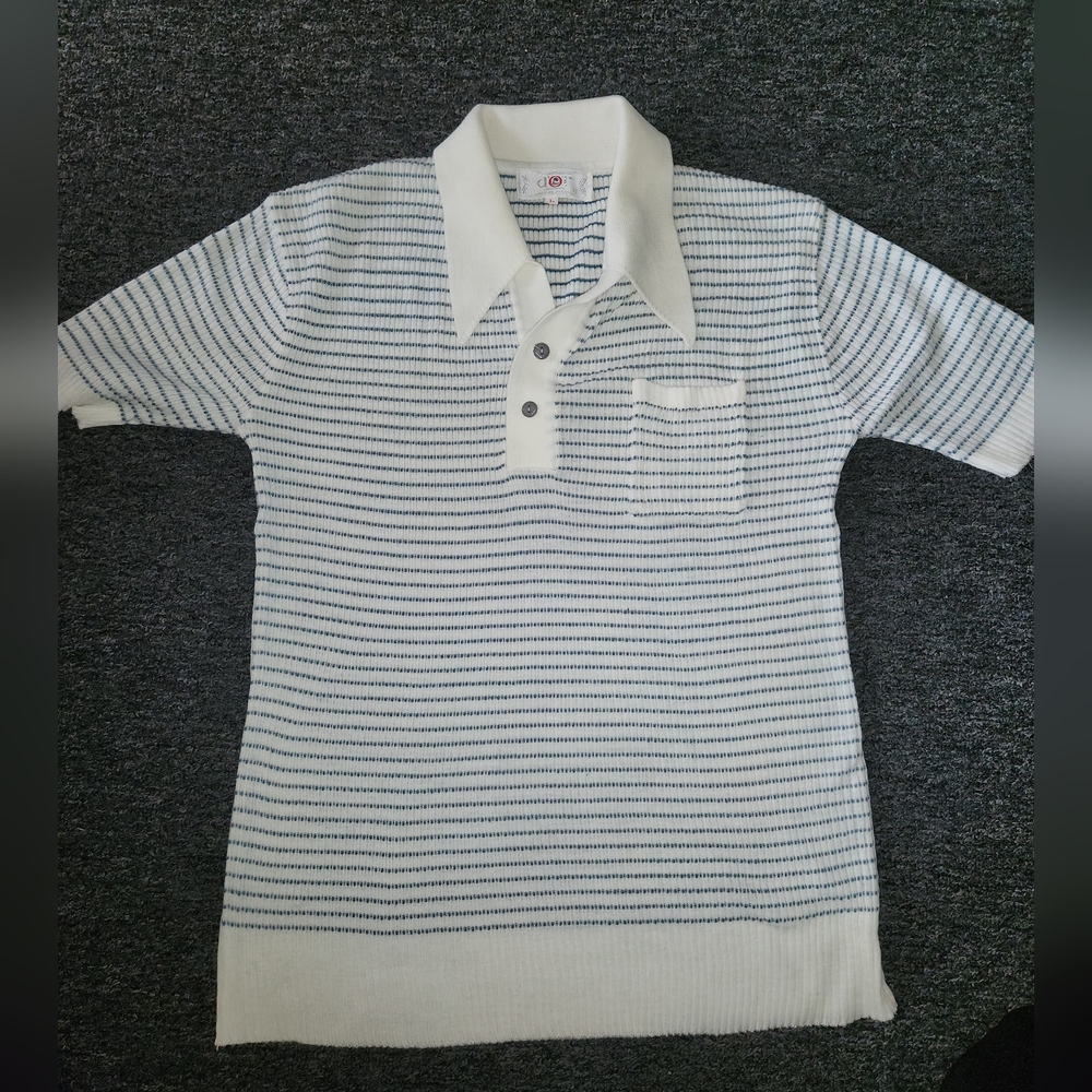 D'OR Striped Mens Knit Polo Shirt